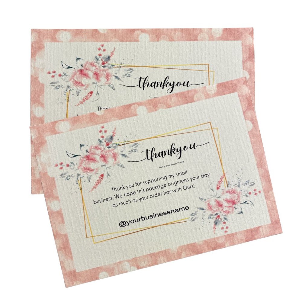Elegant Floral Packaging Insert Business Thank You Card